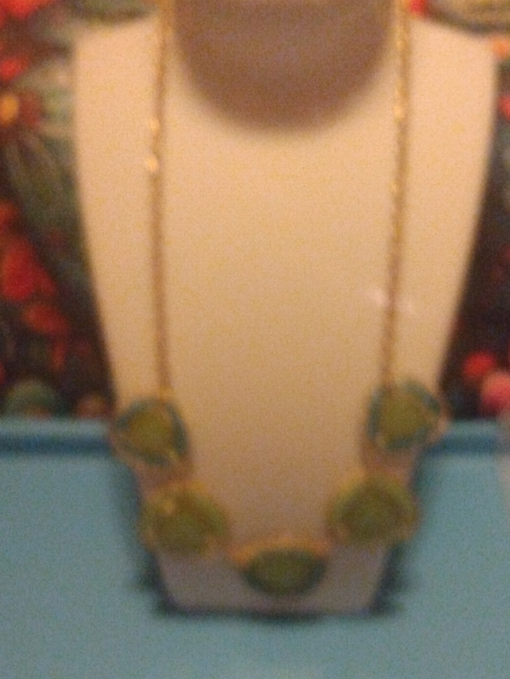 Gold-Tone Blue and Green Teardrop Statement Necklace